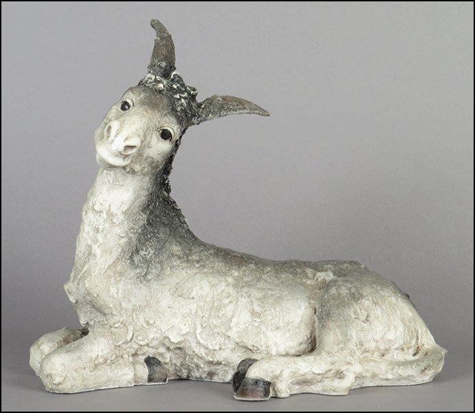 GIUSEPPI ARMANI 'DONKEY' FIGURE.: GIUSEPPI ARMANI 'DONKEY' FIGURE. From the Nativity series. Signed on the sculpture. Edition no. 315/1000. Copyright Florence 1994. Bearing the Capodimonte 'N' crown stamp.With original box 8.75'' x 10