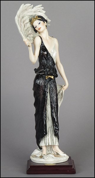 GIUSEPPE ARMANI 'DESIREE' FIGURE.: GIUSEPPE ARMANI 'DESIREE' FIGURE. Member's Society Redemption piece from 1999. Signed on the sculpture. Copyright Florence 1999. Bearing the Capodimonte 'N' crown stamp. Raised on a wood base (.75'' x