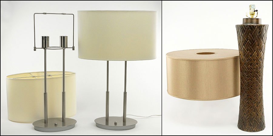 A PAIR OF KOVACS BRUSHED STAINLESS STEEL TABLE LAMPS.: A PAIR OF KOVACS BRUSHED STAINLESS STEEL TABLE LAMPS. Together with a contemporary table lamp with a basket weave design Kovacs lamp: 25"