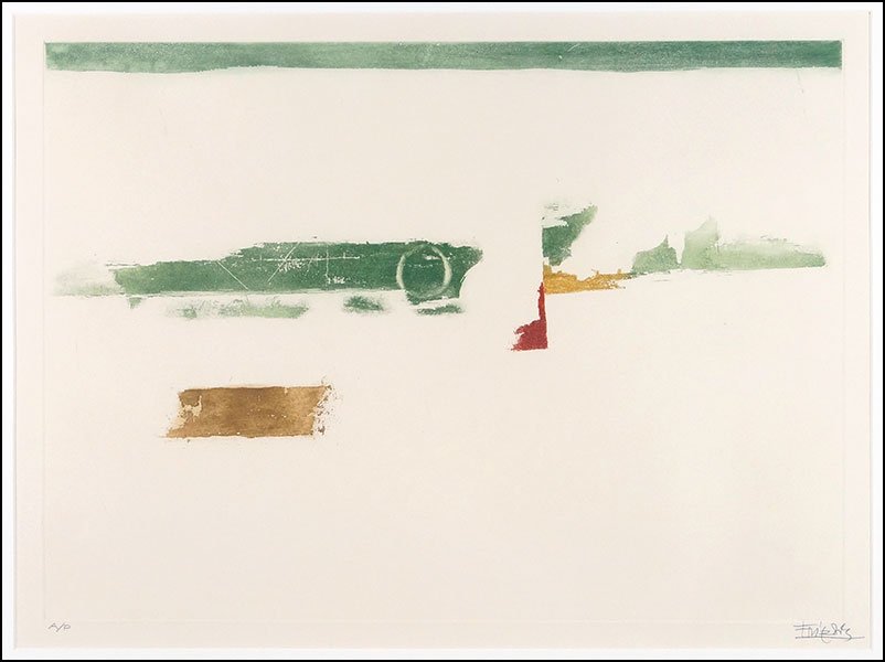 JOHNNY FRIEDLANDER, GERMAN 1912-1999 ABSTRACT: JOHNNY FRIEDLANDER, GERMAN 1912-1999 ABSTRACT COMPOSITION. Aquatint, edition A/P. Pencil signed LR. Frame: 23" x 29" Site 17" x 19"