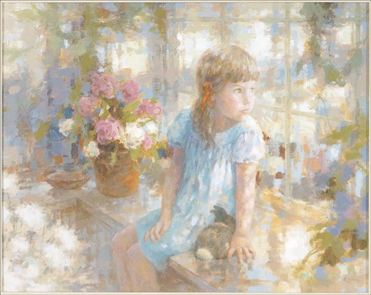 HARRISON RUCKER (AMERICAN, B. 1930) STEPHANIE BY THE: HARRISON RUCKER (AMERICAN, B. 1930) STEPHANIE BY THE WINDOW. Oil on board. Signed LR. Frame: 32" x 38" Board: 23" x 30"