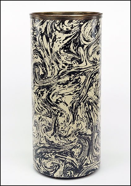 PIERO FORNASETTI UMBRELLA STAND. 22.5" x 10" $500/$700: PIERO FORNASETTI UMBRELLA STAND. 22.5" x 10" $500/$700 Bearing aluminum liner on inner bottom, paper label on underside