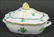 A HEREND CHINESE BOUQUET GREEN PORCELAIN COVERED