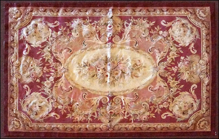 AN AUBUSSON RUG. 6'1" x 3'11" $150/$250: AN AUBUSSON RUG. 6'1" x 3'11" $150/$250