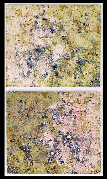 RAINER GROSS (GERMAN, B. 1951) SHIFFMAN TWINS. Canvas:: RAINER GROSS (GERMAN, B. 1951) SHIFFMAN TWINS. Canvas: 26" x 30" $1,000/$2,000 Diptych mixed media on canvas. Each is signed, titled, and dated 2005 en verso. Verso additionally bears a Phillips DePur