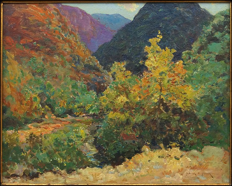 DEDRICK BRANDES STUBER (AMERICAN, 1878-1954) MOUNTAIN: DEDRICK BRANDES STUBER (AMERICAN, 1878-1954) MOUNTAIN LANDSCAPE. Sight: 15.5" x 19" Frame: 20.5" x 24.5" $1,000/$1,500 Oil on canvas, signed LR