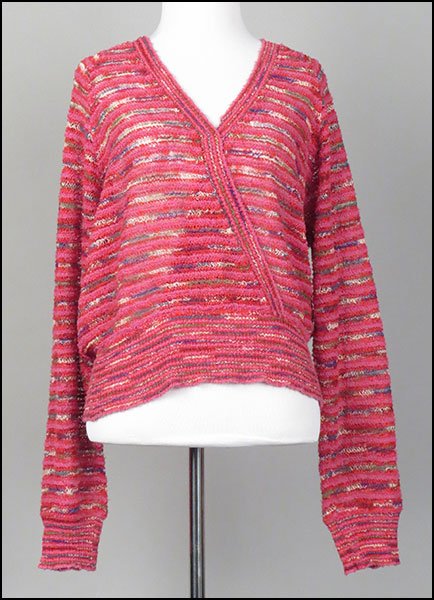 MISSONI FOR NEIMAN MARCUS KNIT STRIPED PULLOVER WRAP: MISSONI FOR NEIMAN MARCUS KNIT STRIPED PULLOVER WRAP SWEATER. Size Large $75/$125 Made in Italy