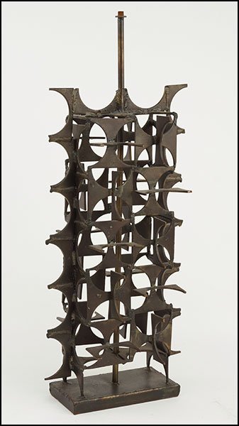 MARCELLO FANTONI TABLE LAMP.: MARCELLO FANTONI TABLE LAMP. For Raymor. Stamped Fatoni Firenze Italy Raymor below. Lacking lamp wiring H: 26'' Base: 8'' x 4''