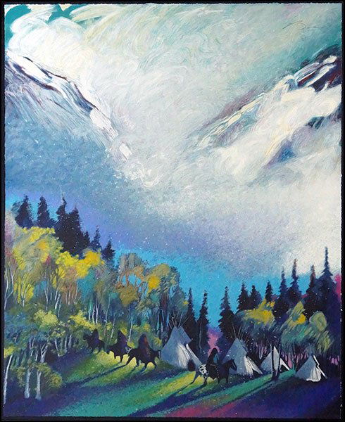 EARL BISS (AMERICAN, 1947-1998) CAMP AT THE GAP NEAR: EARL BISS (AMERICAN, 1947-1998) CAMP AT THE GAP NEAR ARROW CREEK. Serigraph, pencil signed UR, numbered 80/300 Sheet: 43" x 33" Frame: 54" x 44"