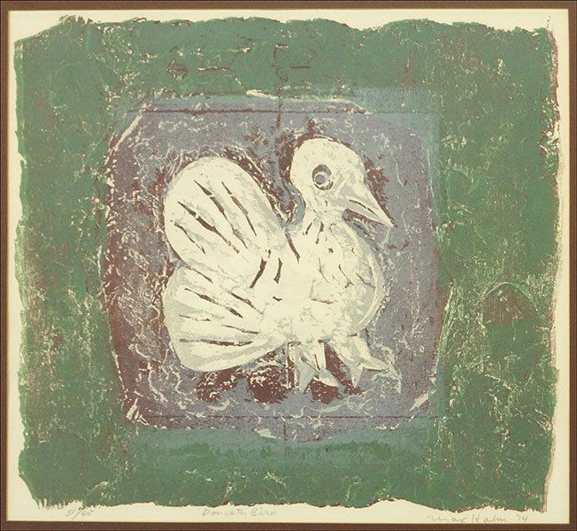 MAX KAHN (AMERICAN, 1902-2005) DOUGHTY BIRD.: MAX KAHN (AMERICAN, 1902-2005) DOUGHTY BIRD. Lithograph. Pencil signed and dated '74 lower right, titled lower center, edition no. 51/65 lower left Sight: 16'' x 17.5'' Frame: 25.75'' x 26.75''