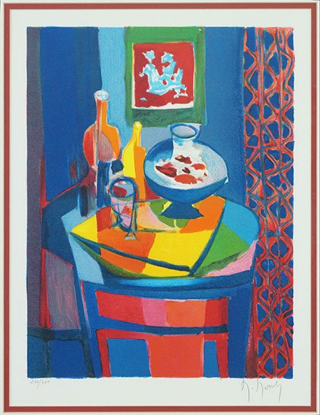 MARCEL MOULY (FRENCH, 1918-2008) STILL LIFE.: MARCEL MOULY (FRENCH, 1918-2008) STILL LIFE. Serigraph, edition 246/300. Pencil signed LR. Frame: 26.5" x 22.5" Sight: 17" x 13.5'