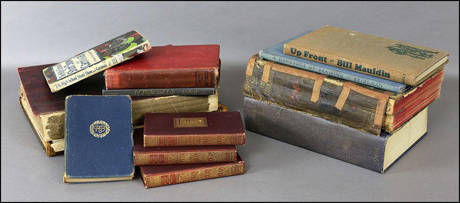 A COLLECTION OF HARDCOVER BOOKS.: A COLLECTION OF HARDCOVER BOOKS. Comprising 'Hill's Educator', 'The Complete Works of Shakespeare', three titles by Robert Browning, 'Modern Theater Practice', books on piloting an aircraft, parenting