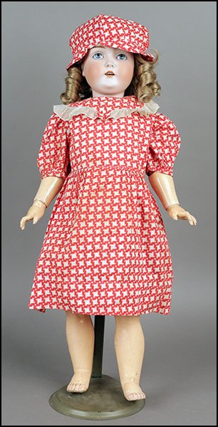 KESTNER 171 BISQUE DOLL.: KESTNER 171 BISQUE DOLL. Of a girl with a full ball jointed body, an open mouth showing teeth and sleepy eyes. Provenance: Kellar and Kellar Antiques, Oak Park Doll Height: 28"