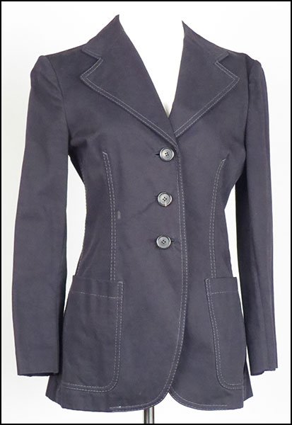 A PRADA BLACK COTTON BLAZER.: A PRADA BLACK COTTON BLAZER. Size 42