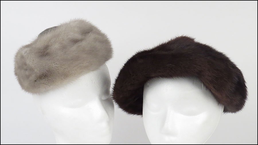 TWO MINK HATS.: TWO MINK HATS. One brown, one gray