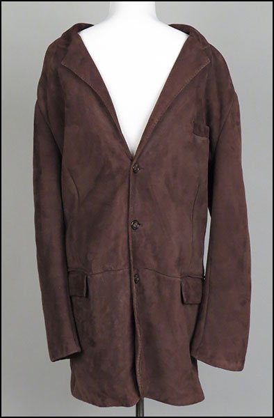 A RALPH LAUREN PURPLE LABEL MEN'S BROWN SUEDE JACKET.: A RALPH LAUREN PURPLE LABEL MEN'S BROWN SUEDE JACKET. Shearling lined Size XXL