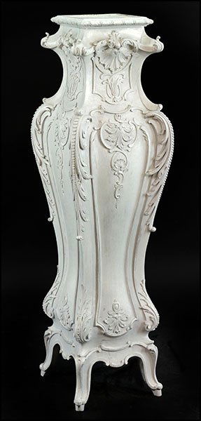 A BAROQUE STYLE PEDESTAL.: A BAROQUE STYLE PEDESTAL. Bearing a painted finish 49" x 14" x 14"