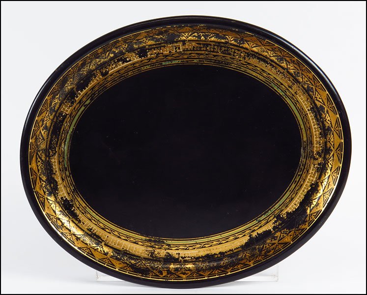 PAPIER MACHE PAINTED TRAY.: PAPIER MACHE PAINTED TRAY. 15" x 13"