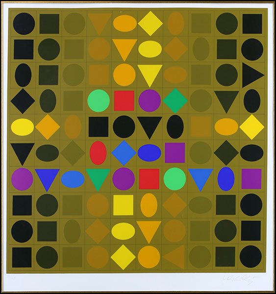 VICTOR VASARELY (FRENCH-HUNGARIAN, 1906-1997) DELTA.: VICTOR VASARELY (FRENCH-HUNGARIAN, 1906-1997) DELTA. Serigraph, pencil numbered 393/425 LL and pencil signed LR Sight: 26" x 25" Frame: 33.5" x 32.5"