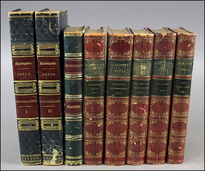 THOMAS DE QUINCEY (ENGLISH, 1786-1859) THE COLLECTED: THOMAS DE QUINCEY (ENGLISH, 1786-1859) THE COLLECTED WRITINGS. Comprised of twelve volumes. Published by Adam and Charles Black, Edinburgh, 1871. Together with Francis Douce's "Illustrations of Shaksp