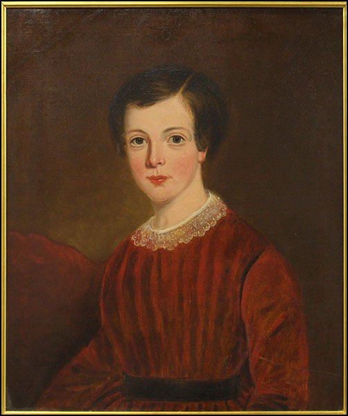 BRITISH SCHOOL (19TH CENTURY) GIRL WITH A LACE COLLAR.: BRITISH SCHOOL (19TH CENTURY) GIRL WITH A LACE COLLAR. Oil on canvas. Unsigned Canvas: 24'' x 20.5'' Frame: 27.5'' x 23.5''
