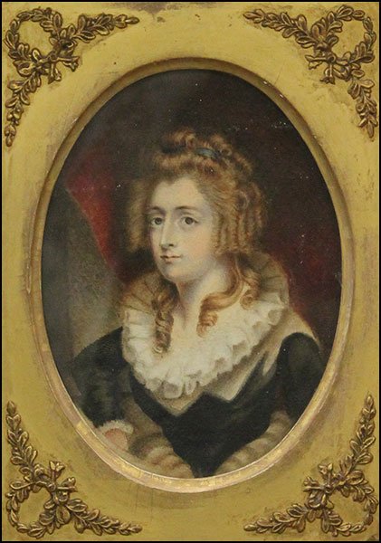 CONTINENTAL SCHOOL (19TH CENTURY) PORTRAIT OF SUSARRAH: CONTINENTAL SCHOOL (19TH CENTURY) PORTRAIT OF SUSARRAH MANGIN. Mixed media on paper. Unsigned Sight: 7.5'' x 5.25'' Frame: 14'' x 11''