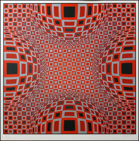 VICTOR VASARELY (FRENCH/HUNGARIAN, 1906-1997) UNTITLED.: VICTOR VASARELY (FRENCH/HUNGARIAN, 1906-1997) UNTITLED. Lithograph, edition 62/200. Pencil signed LR, numbered LL Sight: 28" x 27" Frame: 33.5" x 32.5"