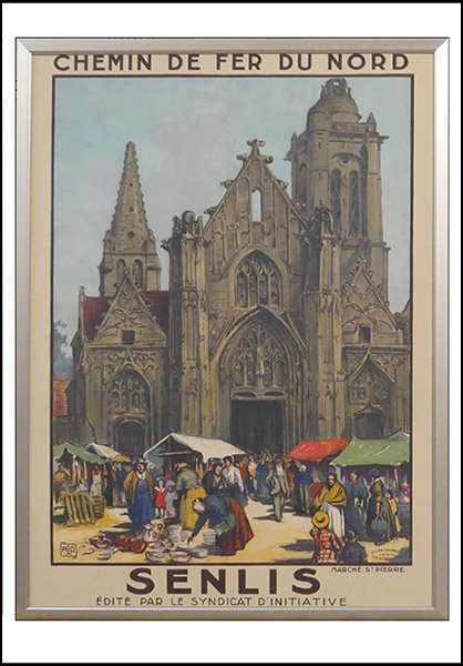 ALO, CHARLES-JEAN HALLO (FRENCH, 1884-1969) SENLIS:: ALO, CHARLES-JEAN HALLO (FRENCH, 1884-1969) SENLIS: CHEMIN DE FER NU NORD. Color lithograph Frame: 43" x 32"