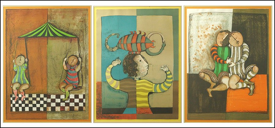 GRACIELA RODO BOULANGER (BOLIVIAN, B. 1935) THREE: GRACIELA RODO BOULANGER (BOLIVIAN, B. 1935) THREE LITHOGRAPHS. Titled 'Scorpio' 'Libra' and 'Gemini'.' Each is pencil numbered 148/200 LL and pencil signed LR Sight: 31" x 23" Frame: 39" x 31"