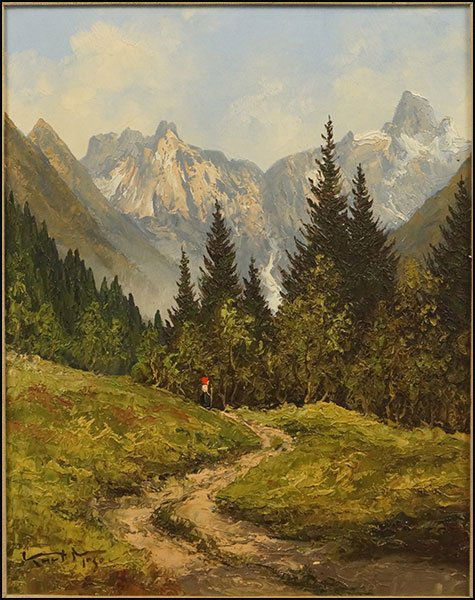 KURT MOSER (AUSTRIAN, 1925-1984) SPIELMANNSAU BEI: KURT MOSER (AUSTRIAN, 1925-1984) SPIELMANNSAU BEI OBSTERDORF. Oil on canvas. Signed LL as well as signed and titled en verso Canvas: 20" x 16" Frame: 28.5" x 24"