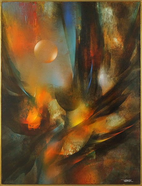 LEONARDO NIERMAN (MEXICAN, B. 1932) AUTUMN.: LEONARDO NIERMAN (MEXICAN, B. 1932) AUTUMN. Oil on masonite board, signed LR. Bearing a Merril Chase gallery Certificate of Authenticity en verso Board: 31.5" x 23.5" Frame: 39" x 31"