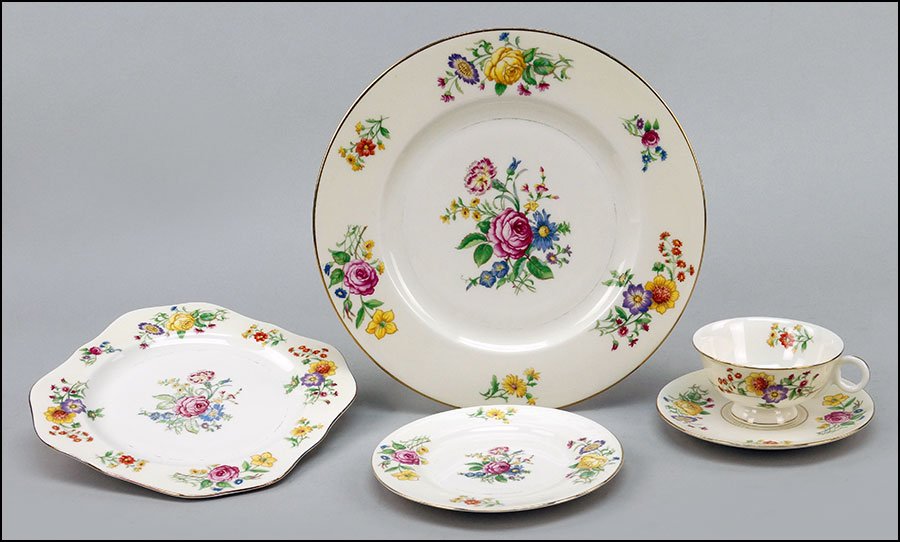 A HAVILAND PORCELAIN PARTIAL DINNER SERVICE.: A HAVILAND PORCELAIN PARTIAL DINNER SERVICE. In the Glendale pattern. Comprised of eight dinner plates, seven salad plates, eleven teacups, ten saucers, and ten bread plates Dinner plate D: 10.75''