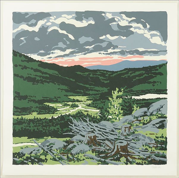 NEIL GAVIN WELLIVER (AMERICAN, 1929 - 2005) BRIGG'S: NEIL GAVIN WELLIVER (AMERICAN, 1929 - 2005) BRIGG'S MEADOW. Serigraph, pencil numbered 109/144 LL and pencil signed LR. Sheet: 40" x 40" Frame: 50" x 50"