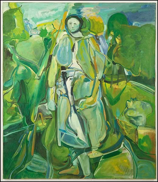 JULIUS KRAMER (AMERICAN, B. 1920) ABSTRACT FIGURE IN: JULIUS KRAMER (AMERICAN, B. 1920) ABSTRACT FIGURE IN GREEN. Oil on canvas. Signed and dated "J. Kramer 59" en verso. Stretched but not framed Canvas: 40" x 46"
