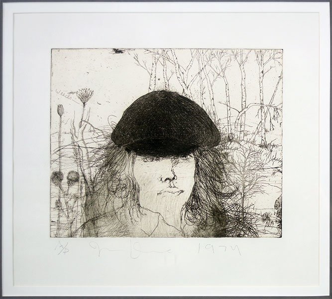 JIM DINE (AMERICAN, B. 1935) AUTOPORTRAIT.: JIM DINE (AMERICAN, B. 1935) AUTOPORTRAIT. Etching with drypoint. Pencil numbered artist's proof LL and pencil signed lower center. Pencil dated 1974 LR Plate Size: 10" x 12" Frame: 27.5" x 23.5"