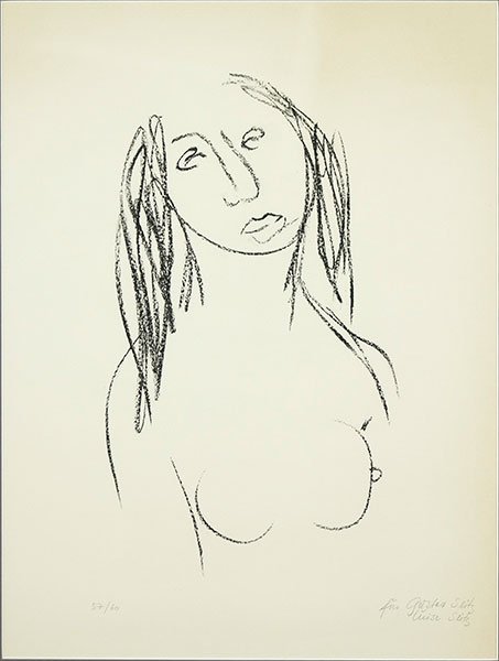 GUSTAV SEITZ (1906-1969) PORTRAIT OF A WOMAN.: GUSTAV SEITZ (1906-1969) PORTRAIT OF A WOMAN. Lithograph on paper, edition 57/60. Pencil numbered LL, and pencil signed LR Sight: 16" x 22"