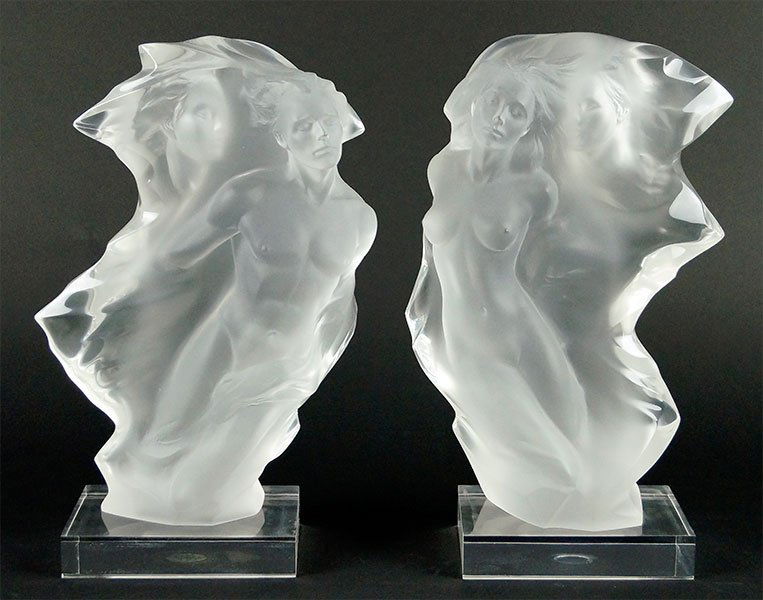 FREDERICK HART (AMERICAN, 1943-1999) DUET.: FREDERICK HART (AMERICAN, 1943-1999) DUET. Two cast acrylic sculptures of a man and woman. Both sculptures are signed, numbered, and dated "F. Hart 1996 90/450 C.A.I." along the lower edges. Raised on
