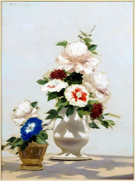 ANDRE GISSON (FRENCH, 1921-2003) TWO VASES OF FLOWERS.: ANDRE GISSON (FRENCH, 1921-2003) TWO VASES OF FLOWERS. Oil on canvas. Signed "Gisson" UL 16" x 12"