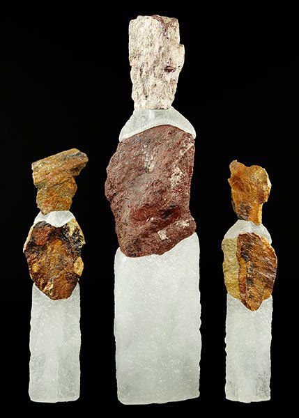 THOMAS SCOON (AMERICAN, 20TH CENTURY) THREE SCULPTURES.: THOMAS SCOON (AMERICAN, 20TH CENTURY) THREE SCULPTURES. Cast glass and granite. Entitled 'Gathering #3' titled and dated 1999 on the underside, 'Gathering #6' titled and dated 1999 on the underside, a