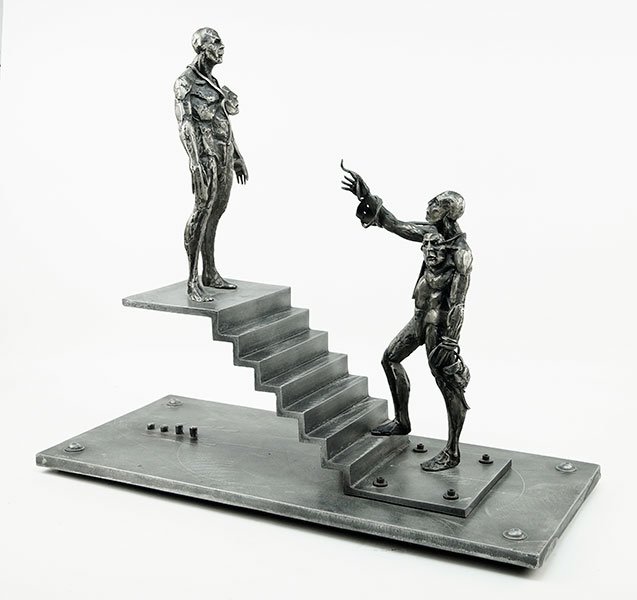 TED GALL (AMERICAN, B. 1941) UNTITLED FIGURAL GROUP.: TED GALL (AMERICAN, B. 1941) UNTITLED FIGURAL GROUP. Steel sculpture, signed and numbered 12/20 within the foreground 25" x 27.5" x 12.5"