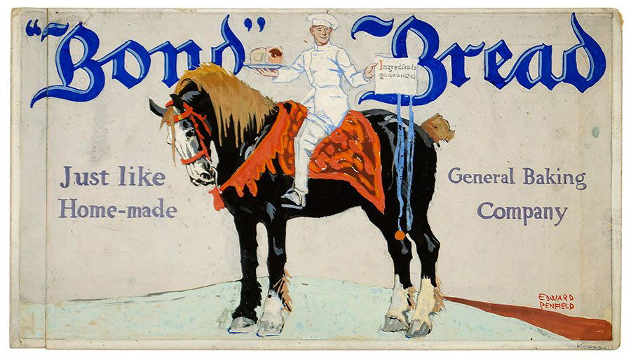 EDWARD PENFIELD (1866-1925) BOND BREAD.: EDWARD PENFIELD (1866-1925) BOND BREAD. Gouache on board, signed 7.5"x13.5"