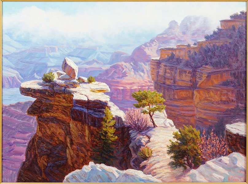 MICHAEL L. COLEMAN (B. 1941) ALONG THE RIM.: MICHAEL L. COLEMAN (B. 1941) ALONG THE RIM. Oil on canvas, signed lower right and on verso, dated 1991 30" x 40"