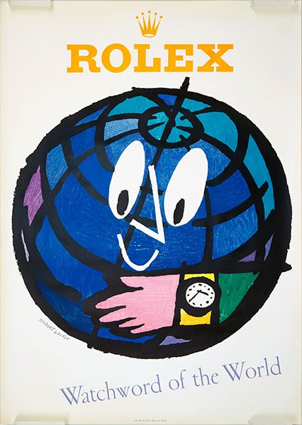 HERBERT LEUPIN (SWISS, 1916-1999) ROLEX: WATCHWORD OF: HERBERT LEUPIN (SWISS, 1916-1999) ROLEX: WATCHWORD OF THE WORLD. Lithograph poster. Signed in the plate "Herbert Leupin". Lower margin of poster reads "Art Institut Orell Fussli A.G. Zurich". Unframed