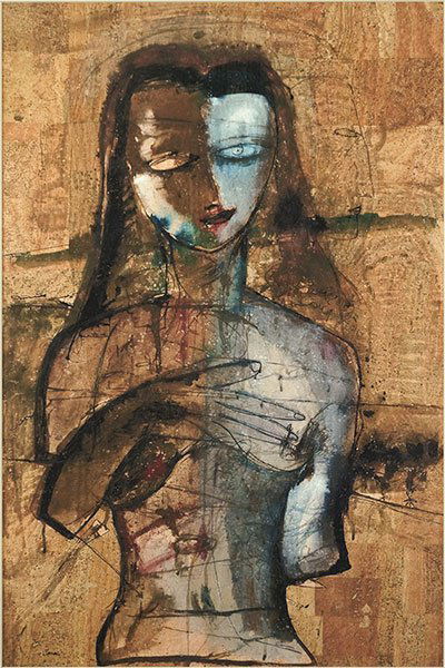 JAMALI (INDIAN/AMERICAN, B. 1944) WOMAN OF PEACE.: JAMALI (INDIAN/AMERICAN, B. 1944) WOMAN OF PEACE. Lithograph, signed LL. Bearing a Billy Hork Gallery label en verso. Numbered 13/75 and dated 6-6-00 en verso Sight: 37" x 25" Frame: 52" x 39"