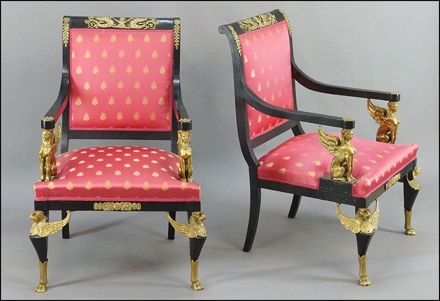 A Pair of French Empire Style Open Armchairs. (1 of 1)