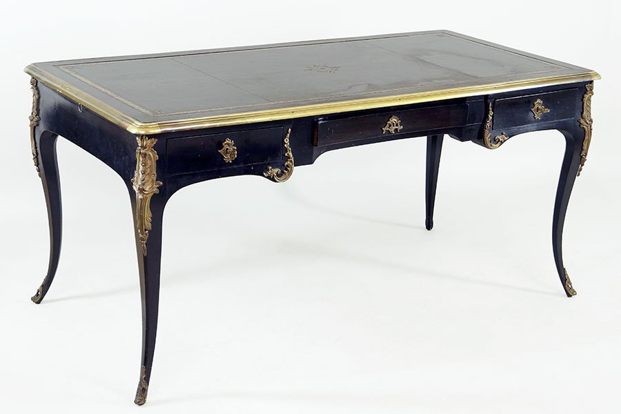 A French Louis XV Style Ebonized Wood Desk. (1 of 4)