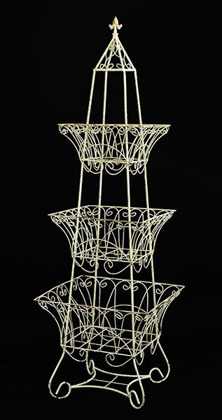 A White Painted Metal Three-Tiered Planter. (1 of 1)