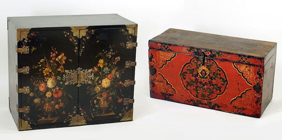 A Chinese Lacquered Wood Chest. (1 of 4)