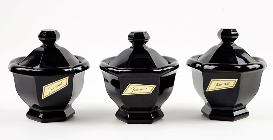 A Group Of Three Baccarat Black Crystal Covered Candy (1 of 1)