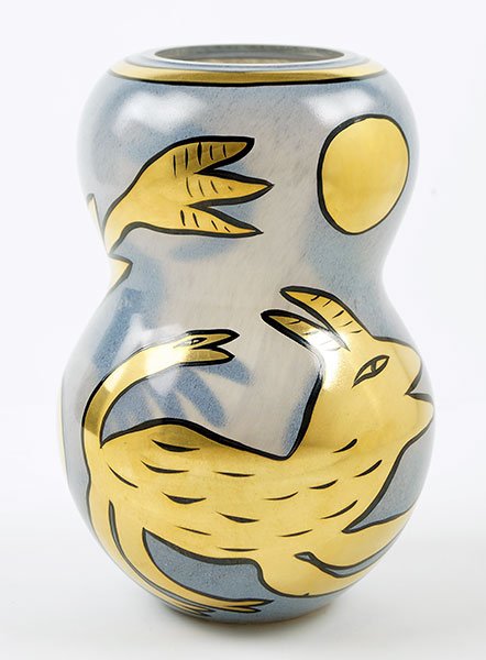 A Kosta Boda Painted Glass Vase. (1 of 2)